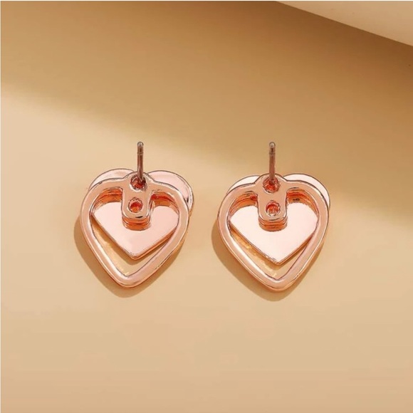 New Rose Golden Hearts, Modern Ear Jackets - Picture 2 of 5